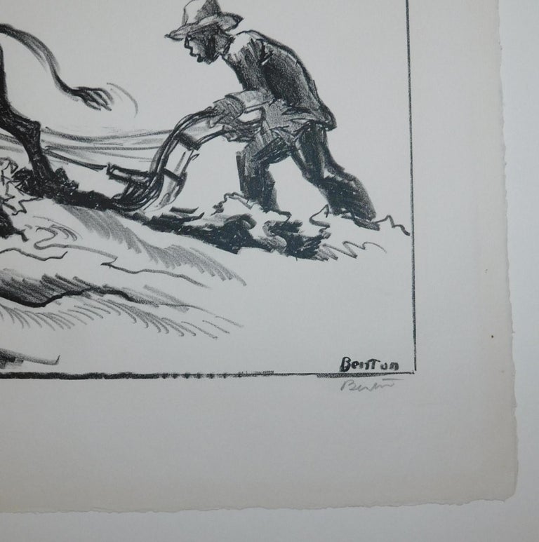 Thomas Hart Benton Original Lithograph, 1934 Ploughing it Under For