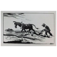 Thomas Hart Benton Original Lithograph, 1934 Plowing it Under