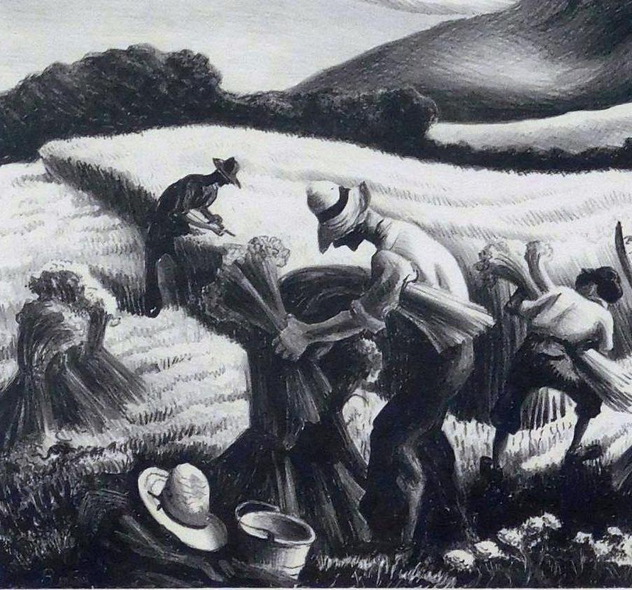 Thomas Hart Benton Original Lithograph, 1939, Cradling Wheat In Excellent Condition In Phoenix, AZ