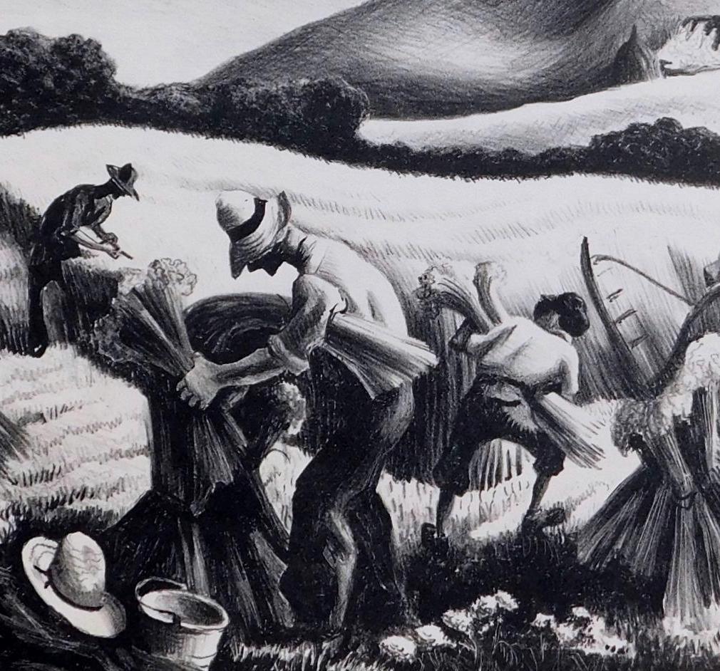 Lithographie originale de Thomas Hart Benton, 1939 - « Le blé qui s'effondre » en vente 1