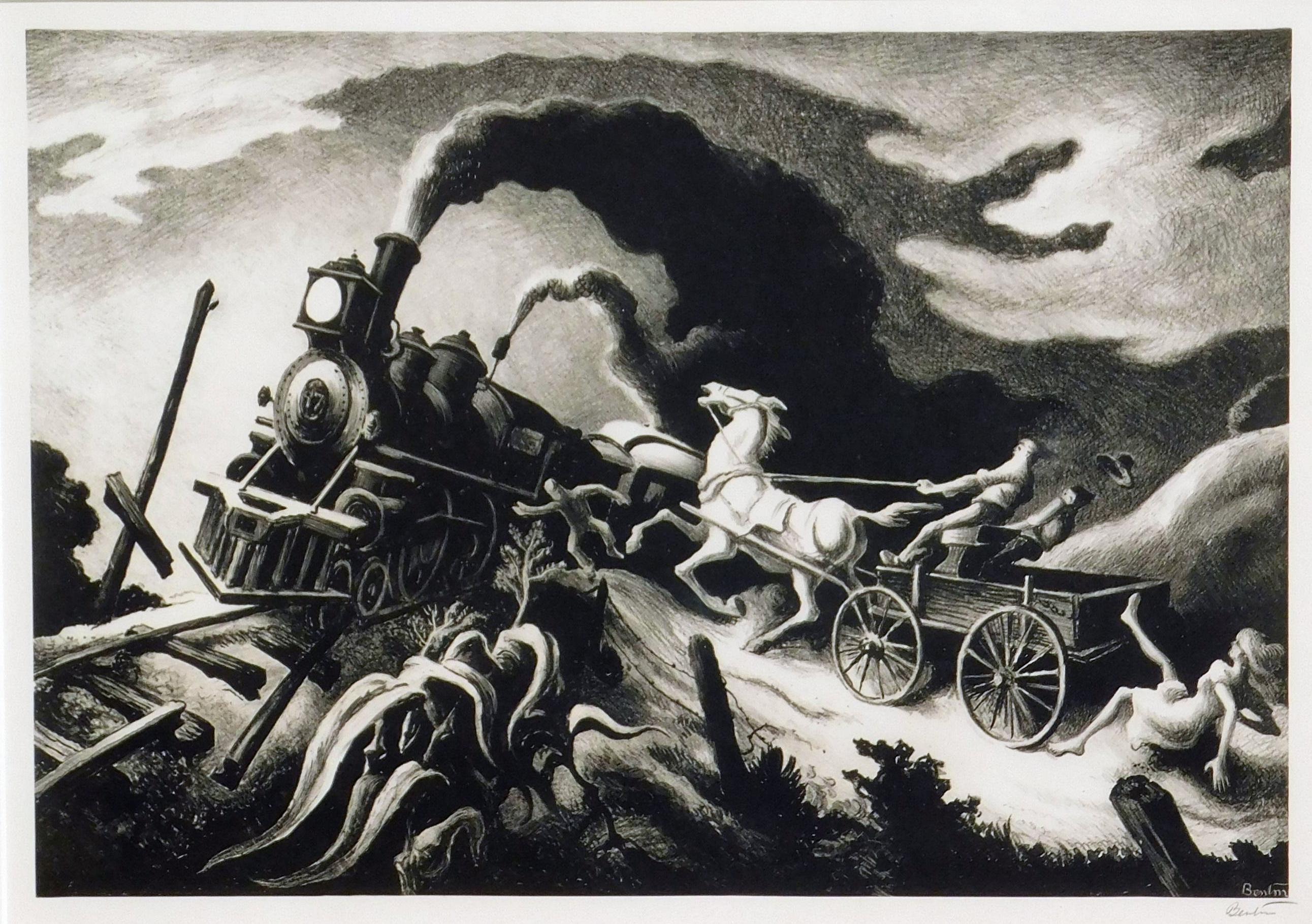 Original stone lithograph created 1944 by well-known Regionalist Thomas Hart Benton.
The print is in excellent condition with full margins and pencil signed lower right. Also signed in the stone.
It is matted in a 4-ply archival mat and rests in a