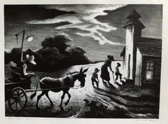 Litografia originale di Thomas Hart Benton, 1949, Riunione di preghiera