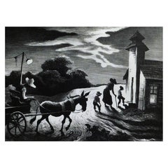 Thomas Hart Benton Original Lithograph, 1949, Prayer Meeting