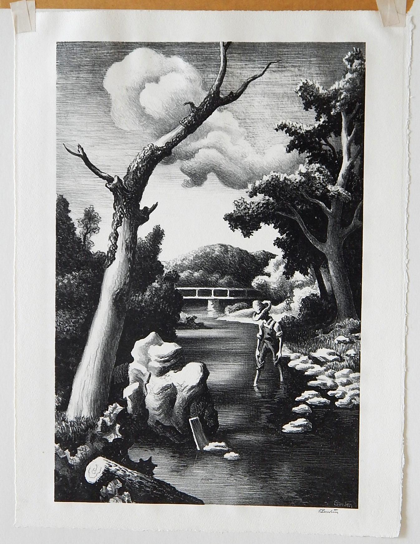 An original stone lithograph in excellent condition by well known Regionalist Thomas Hart Benton (1889-1975).
Titled: 