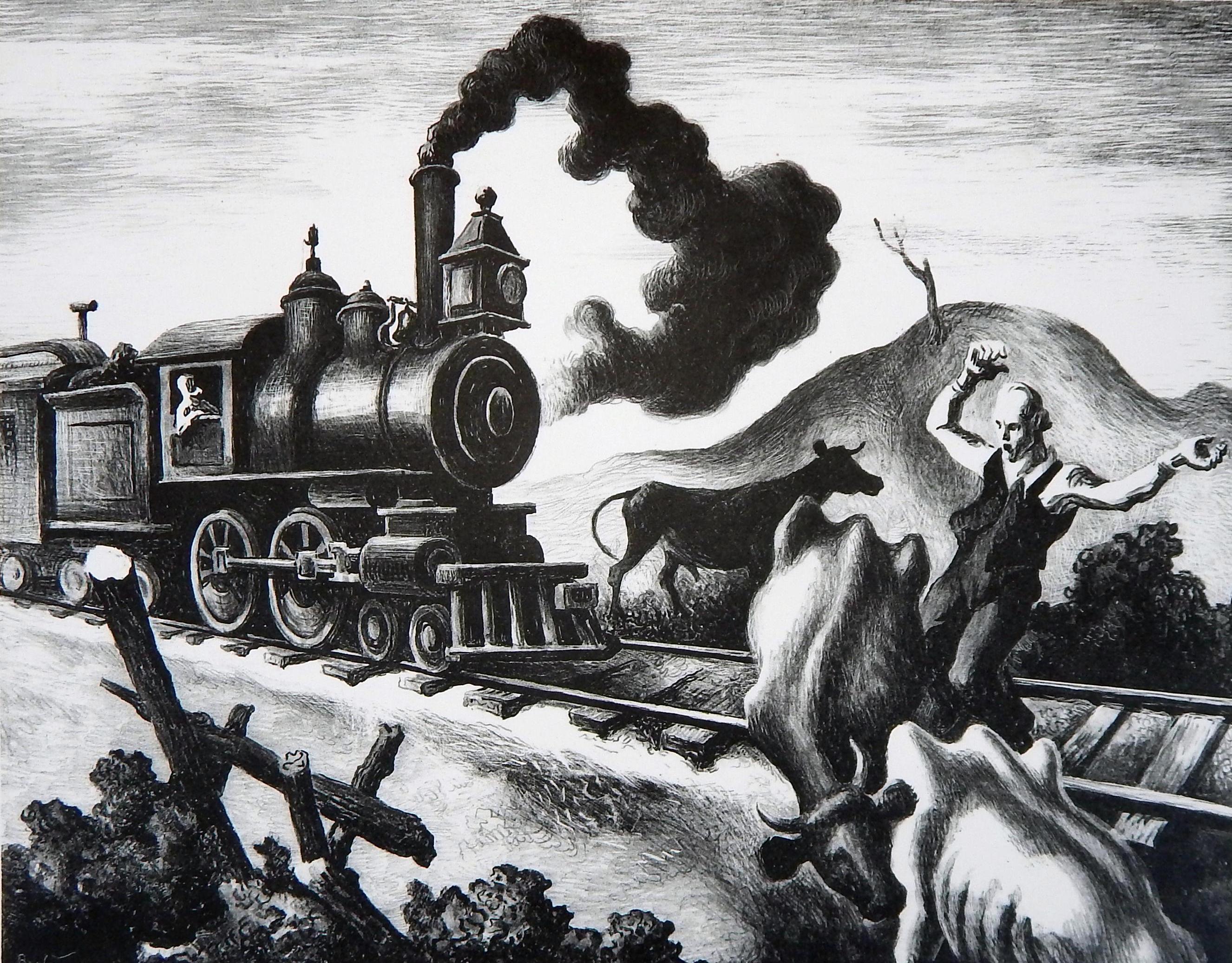 An original stone lithograph in excellent condition by well know Regionalist;
Thomas Hart Benton (1889-1975).
Titled: 