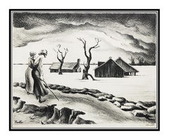 Thomas Hart Benton Landscape Lithograph Original Hand Signed Illustration Art