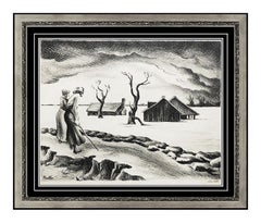 Thomas Hart Benton Landscape Lithograph Original Hand Signed Illustration Art