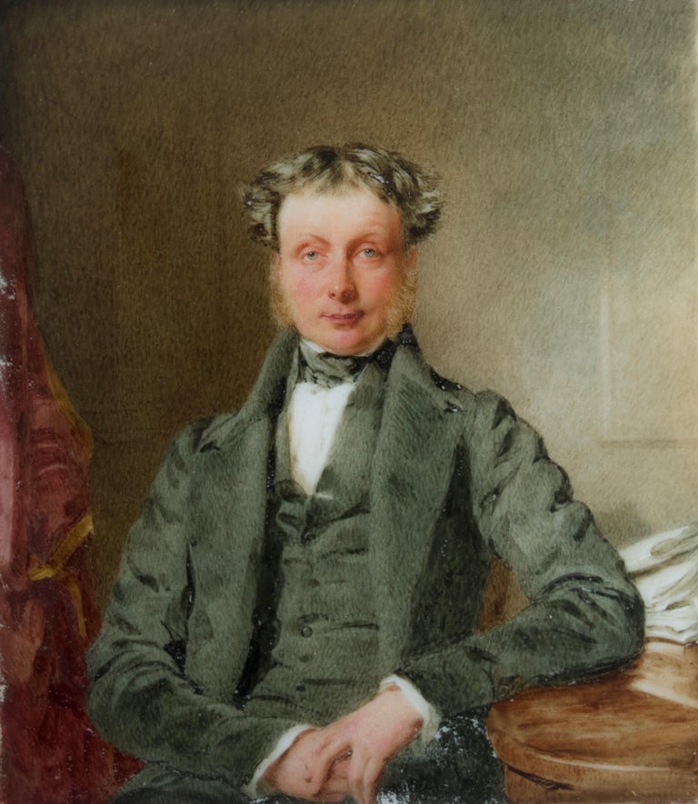 Thomas Heathfield Carrick, Miniature portrait of a gentleman - Victorian Painting by Thomas Heathfield Carrick