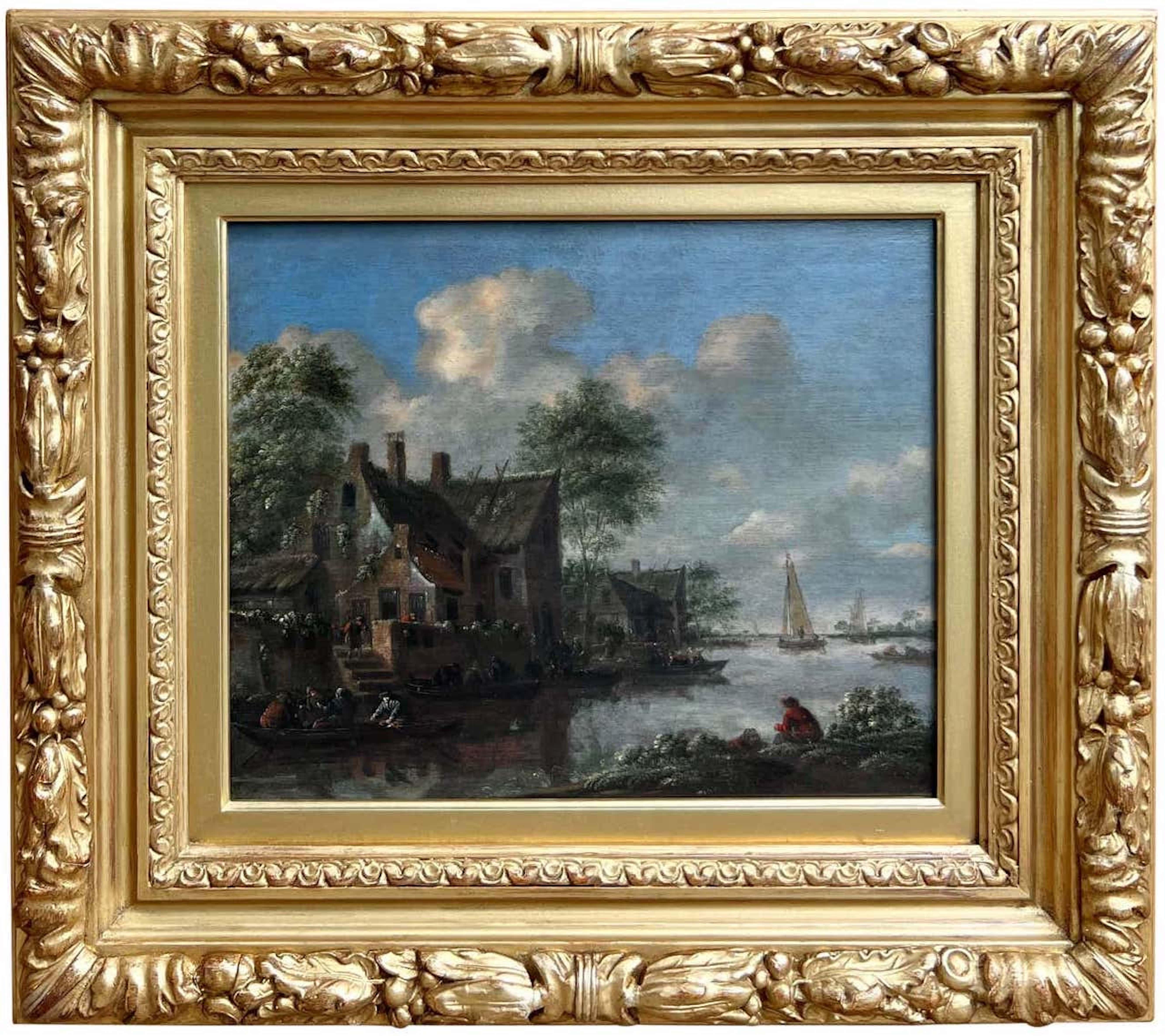 Landscape Painting de Thomas Heeremans - Pueblo junto al lago