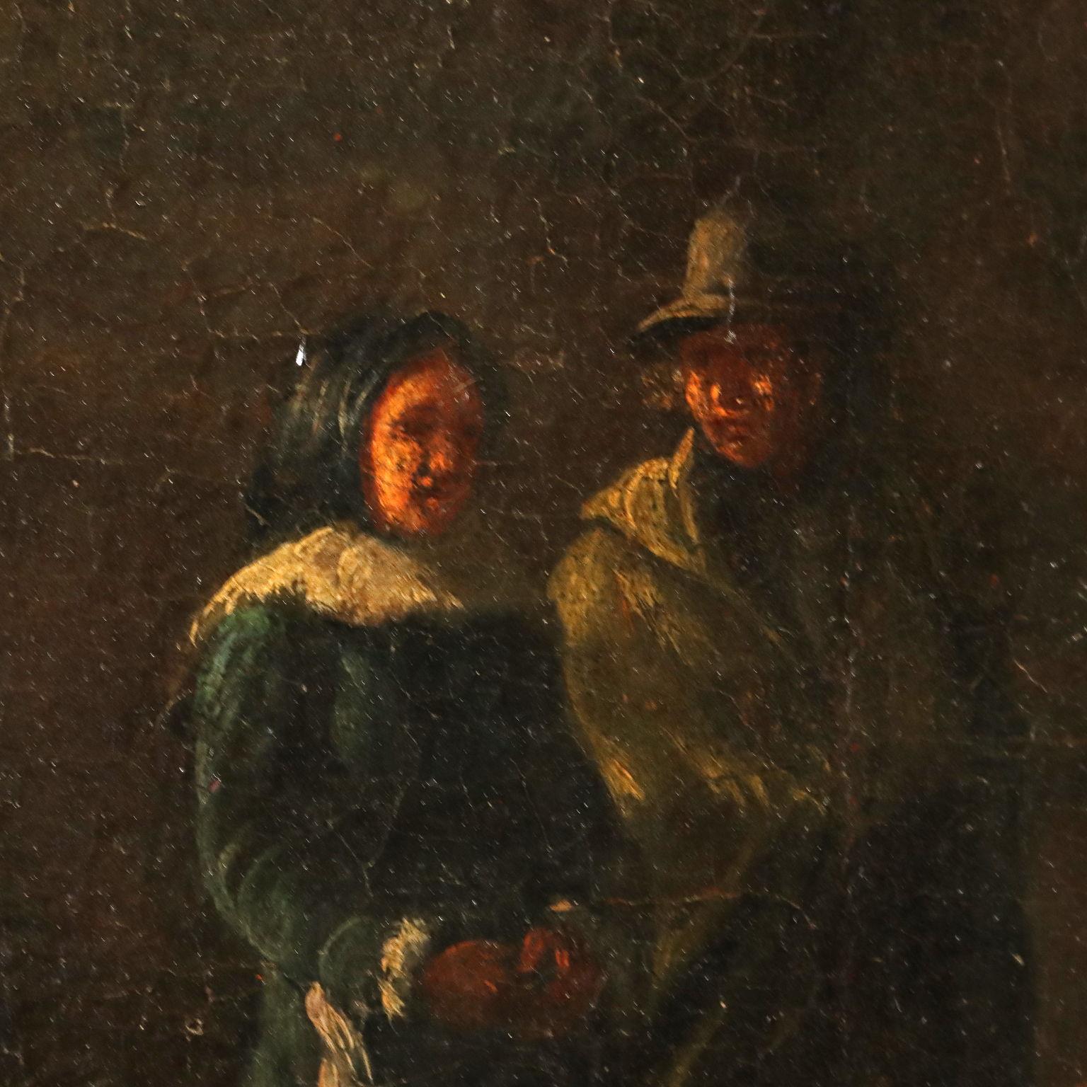 Paesaggio invernale con figure sul ghiaccio, XVII-XVIII secolo - Landscape Painting Marrone di Thomas Heeremans