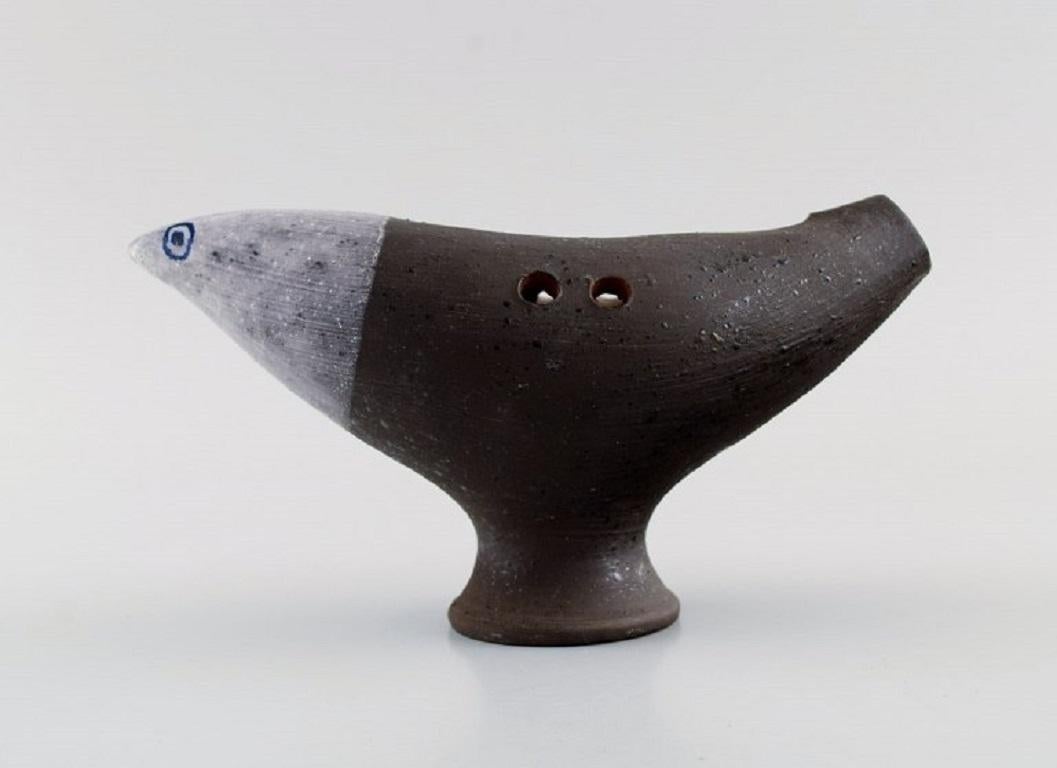 Scandinave moderne Thomas Hellström pour Nittsjö, flûte en forme d'oiseau en grès émaillé en vente