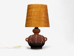 Thomas Hellström, Swedish Modern, Ceramic, Fabric, Table Lamp, Sweden, 1970s