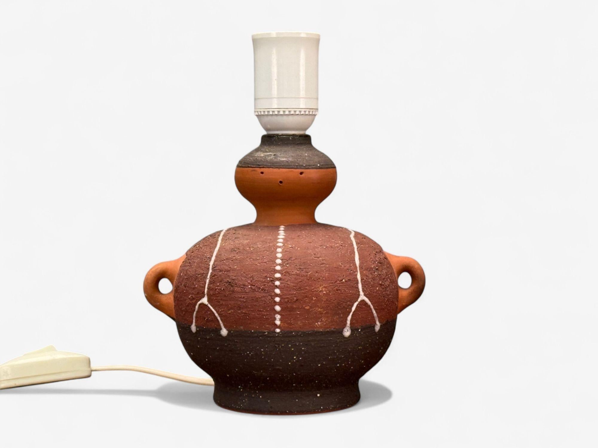Mid-20th Century Thomas Hellström, Swedish Modern, Ceramic, Fabric, Table Lamp, Sweden, 1970s For Sale