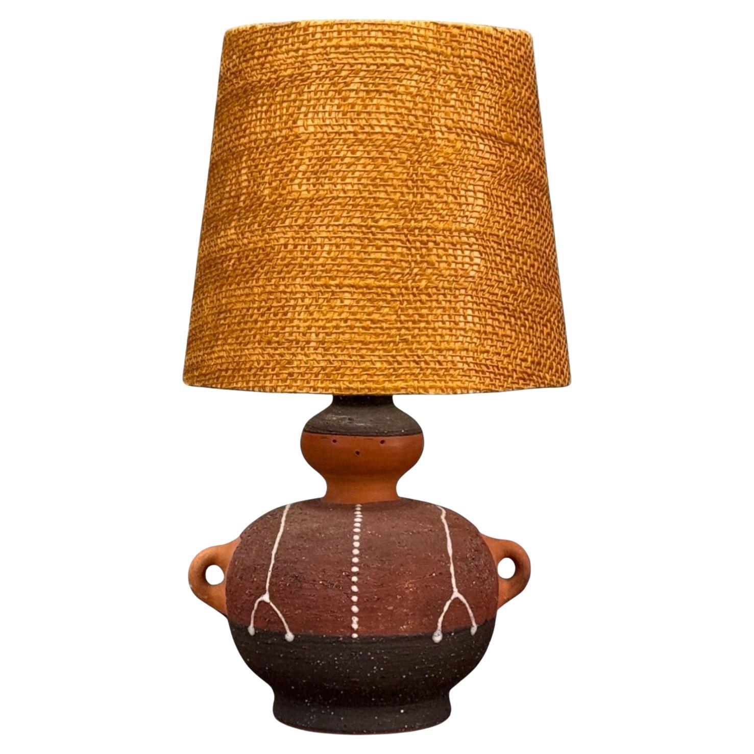 Thomas Hellström, Swedish Modern, Ceramic, Fabric, Table Lamp, Sweden, 1970s For Sale