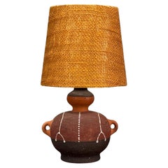 Thomas Hellström, Swedish Modern, Ceramic, Fabric, Table Lamp, Sweden, 1970s