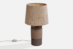 Thomas Hellström, Tischlampe, Keramik, Stoff, Schweden, 1950er Jahre