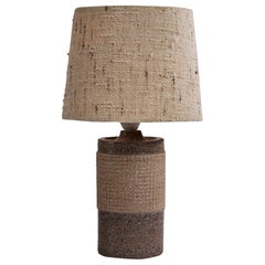 Thomas Hellström, Tischlampe, Keramik, Stoff, Schweden, 1950er Jahre