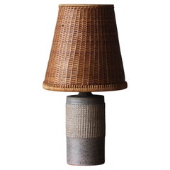 Thomas Hellström, Table Lamp, Ceramic, Rattan, Nittsjö, Sweden, 1960s