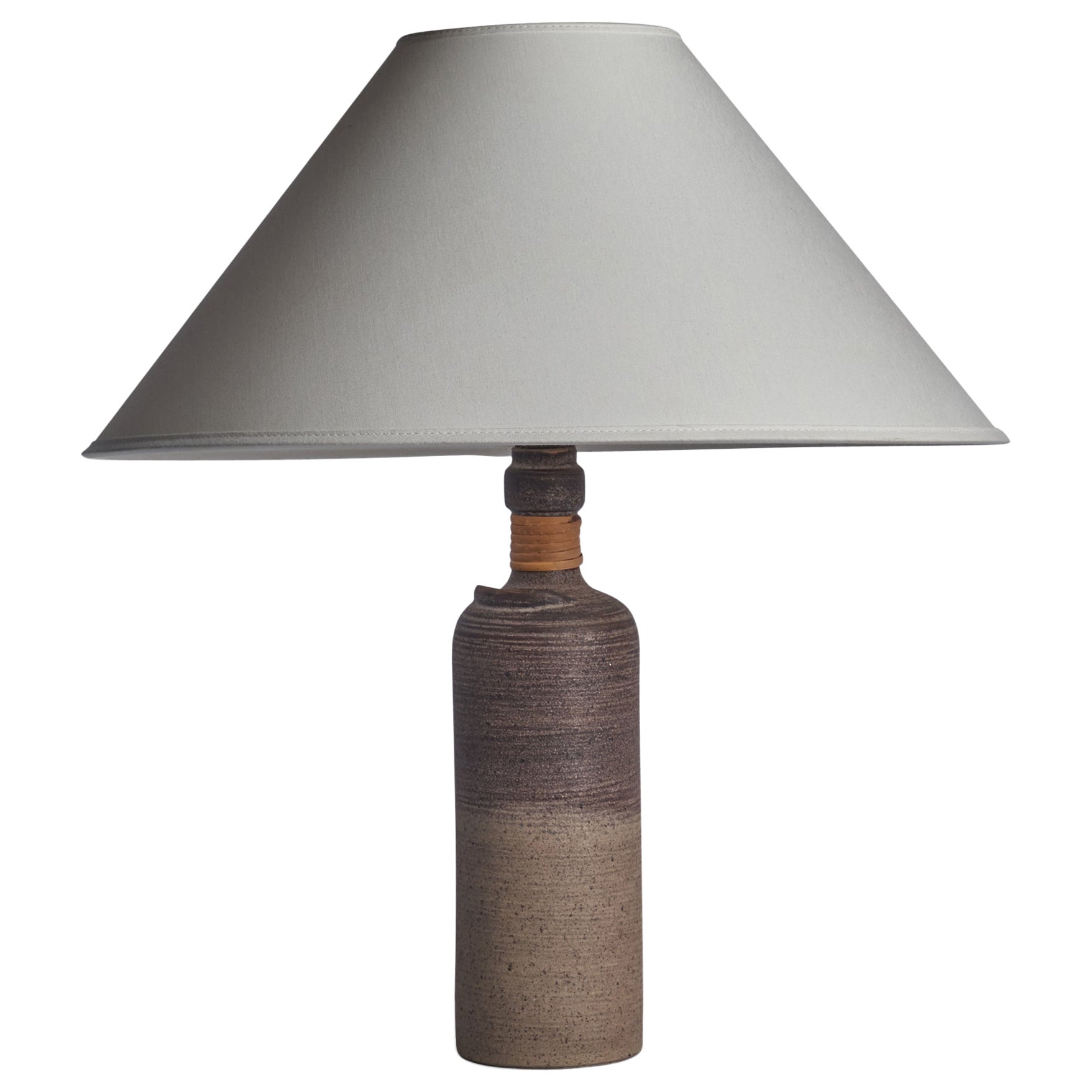 Thomas Hellström, lampe de table, céramique, rotin, Suède, années 1970