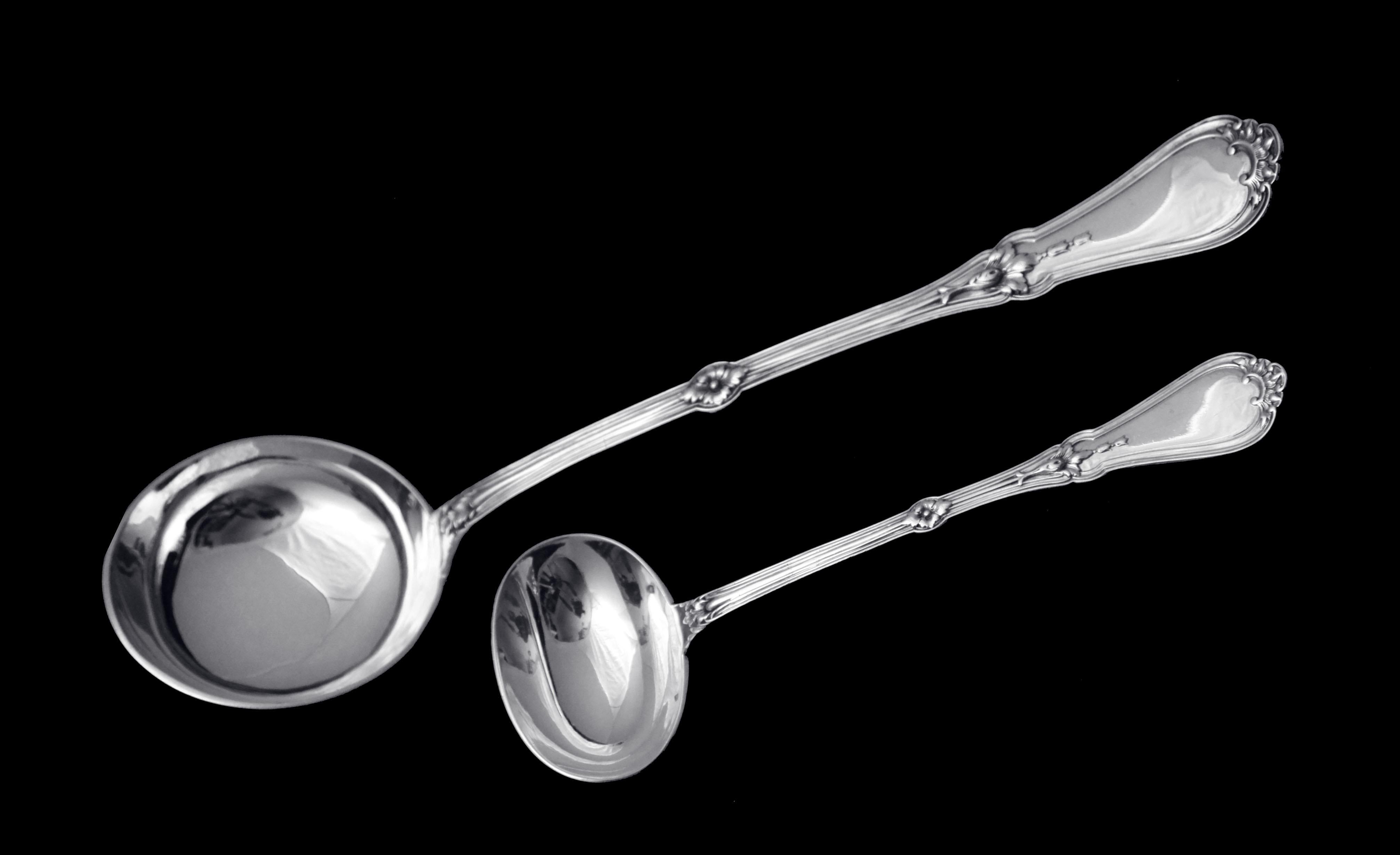 Thomas & Henin: 10 pezzi. Antique French Sterling Silver Flatware Serving Pieces ! in vendita 4