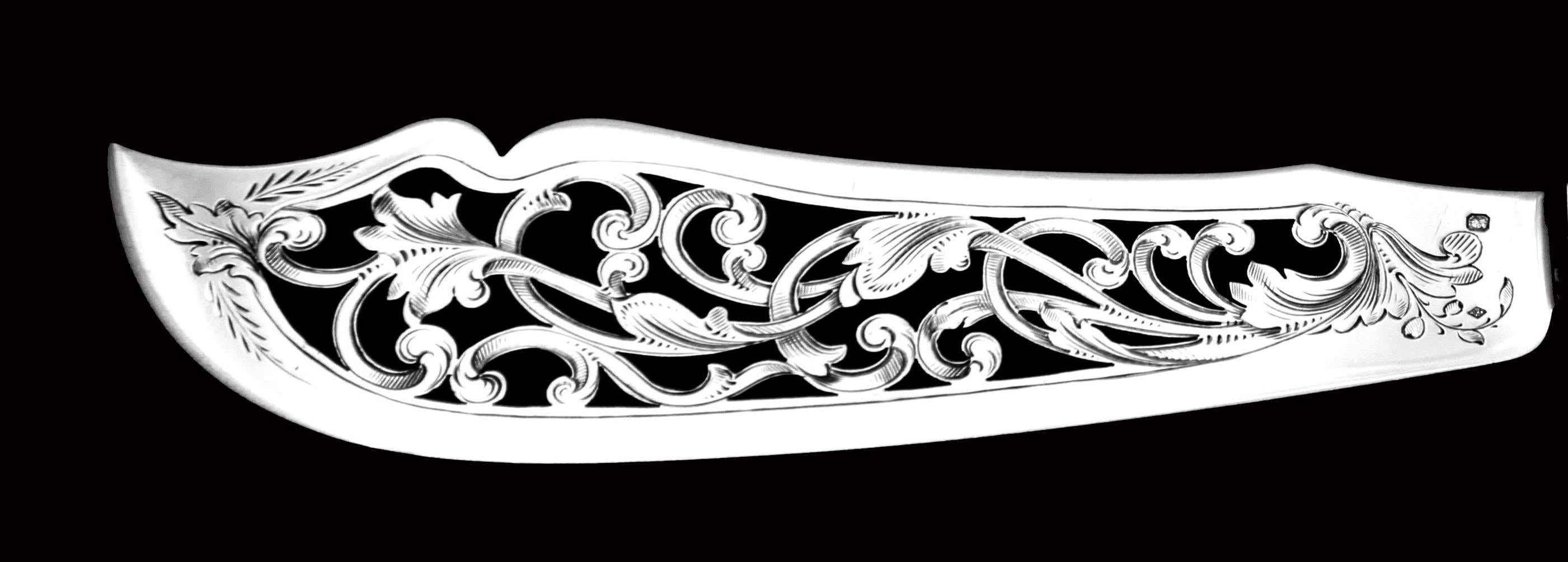 XIX secolo Thomas & Henin: 10 pezzi. Antique French Sterling Silver Flatware Serving Pieces ! in vendita