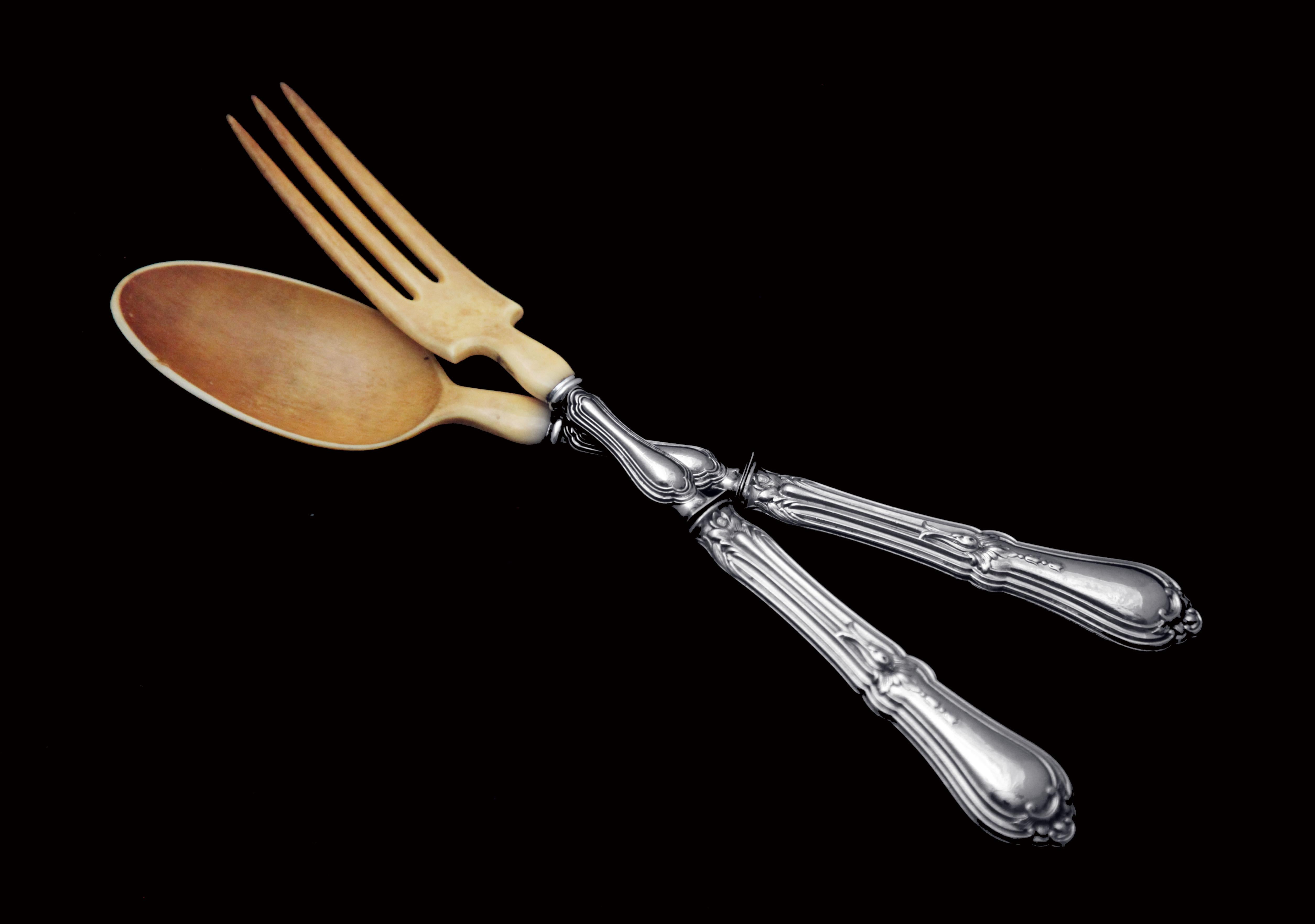 Thomas & Henin: 10 pezzi. Antique French Sterling Silver Flatware Serving Pieces ! in vendita 1
