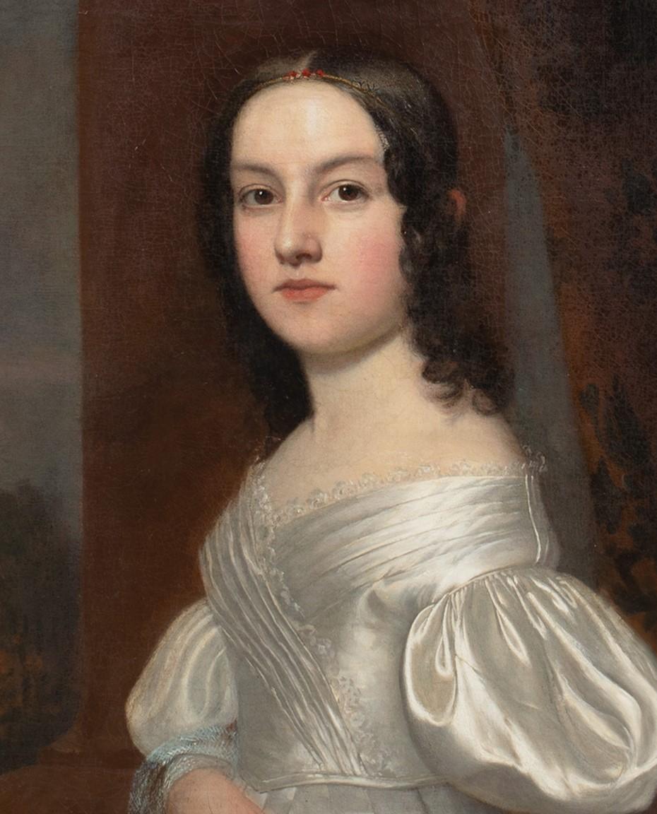 Portrait of A Girl, circa 1800 - Painting by Thomas Hickey