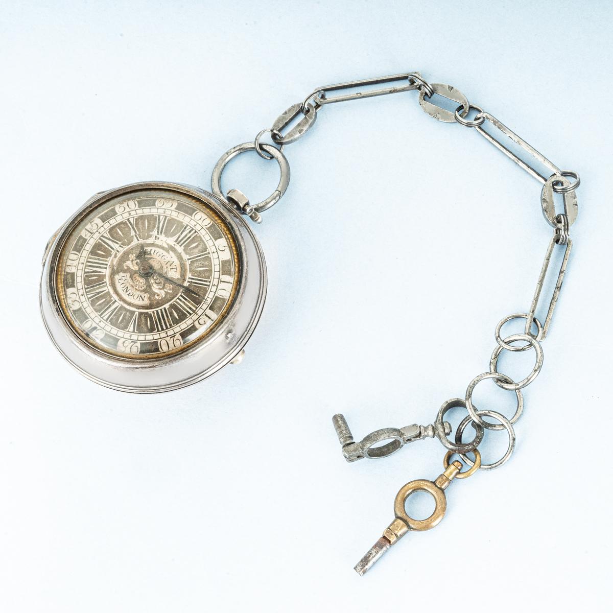 Thomas Higgat. Fino reloj de bolsillo de plata de época con caja de dos piezas C1770 en venta 6