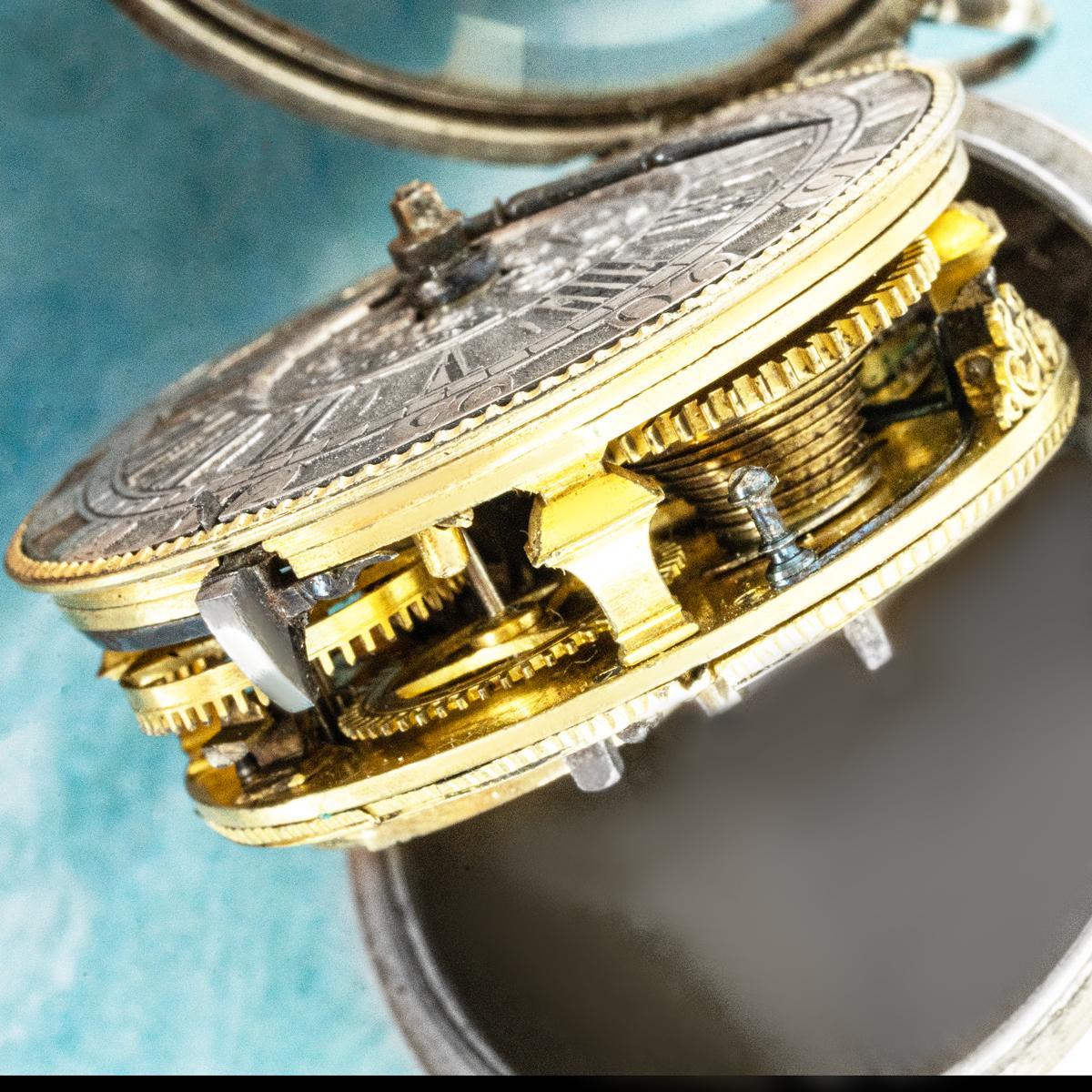 Thomas Higgat. Fino reloj de bolsillo de plata de época con caja de dos piezas C1770 en venta 4