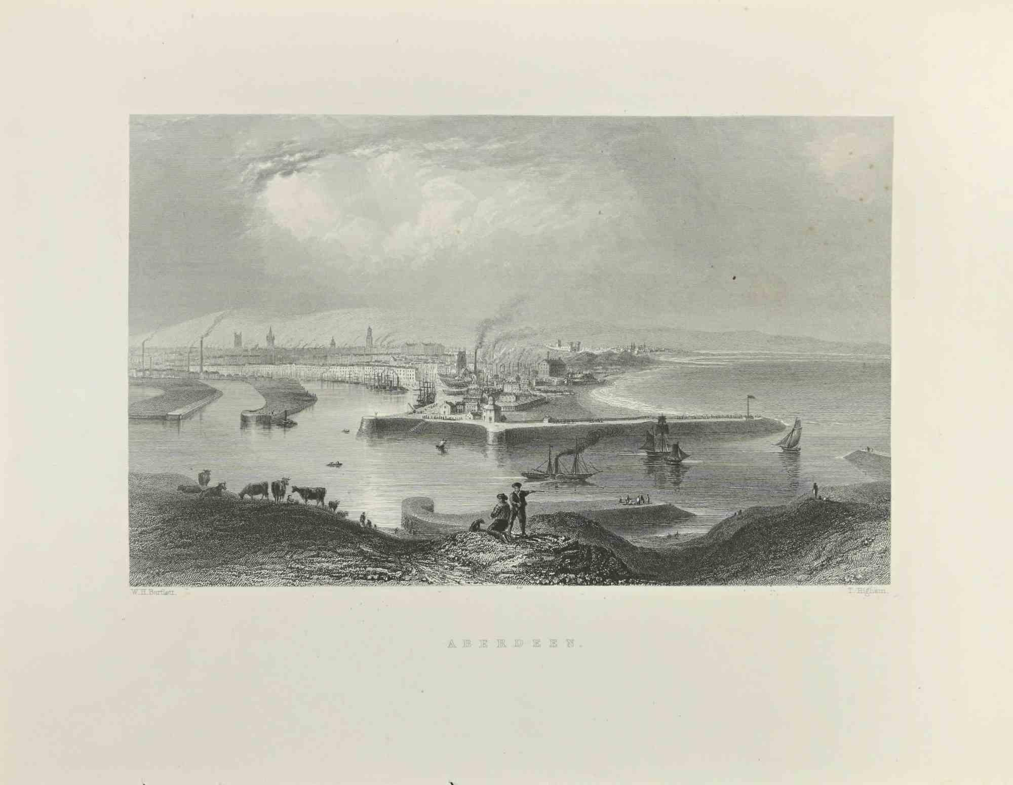 Aberdeen - engraving  by Thomas Higham- 1845