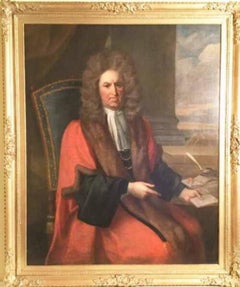 Judge Robert Dormer MP - 17th Century Oil Portrait Painting by Thomas Hill 