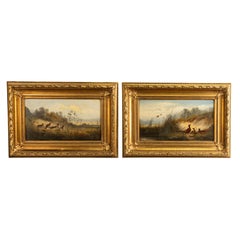 Paire d'huiles sur toile américaines anciennes représentant des paysages californiens de Thomas Hill 1875