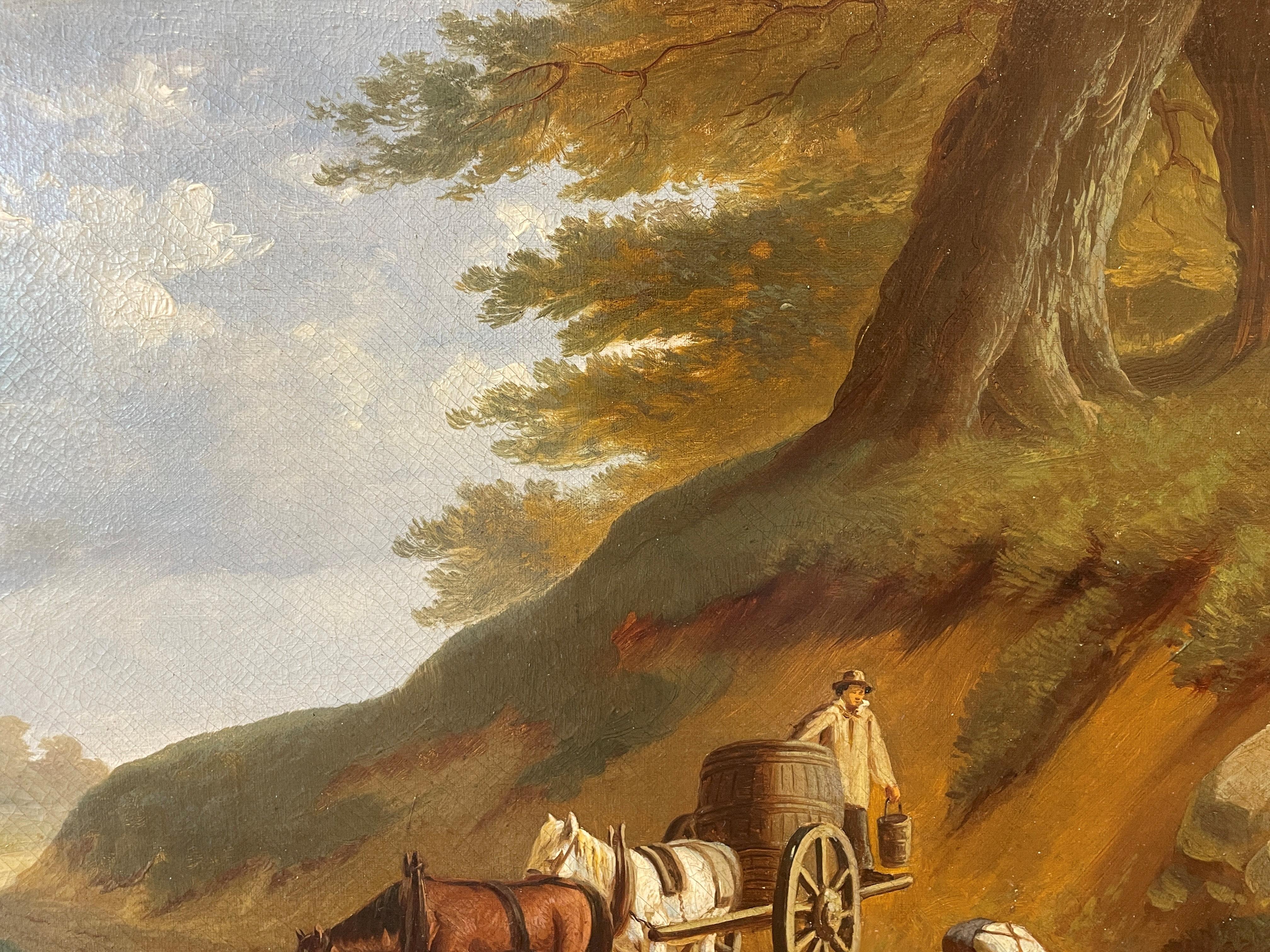Paysage avec chevaux et route de Thomas Hill, école de la rivière Hudson en vente 3