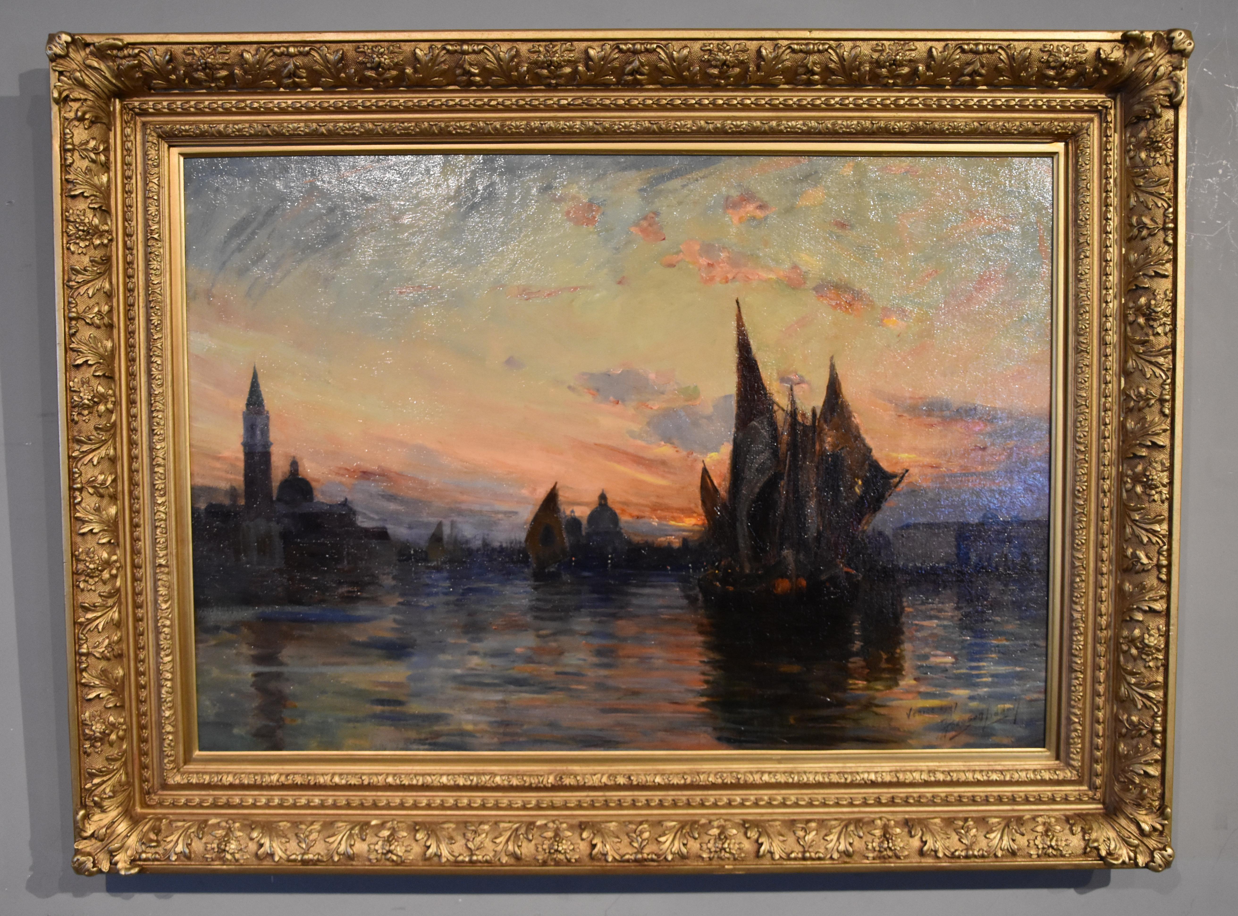 Peinture à l'huile de Thomas Hodgson Liddell intitulée « Soir à Venise »