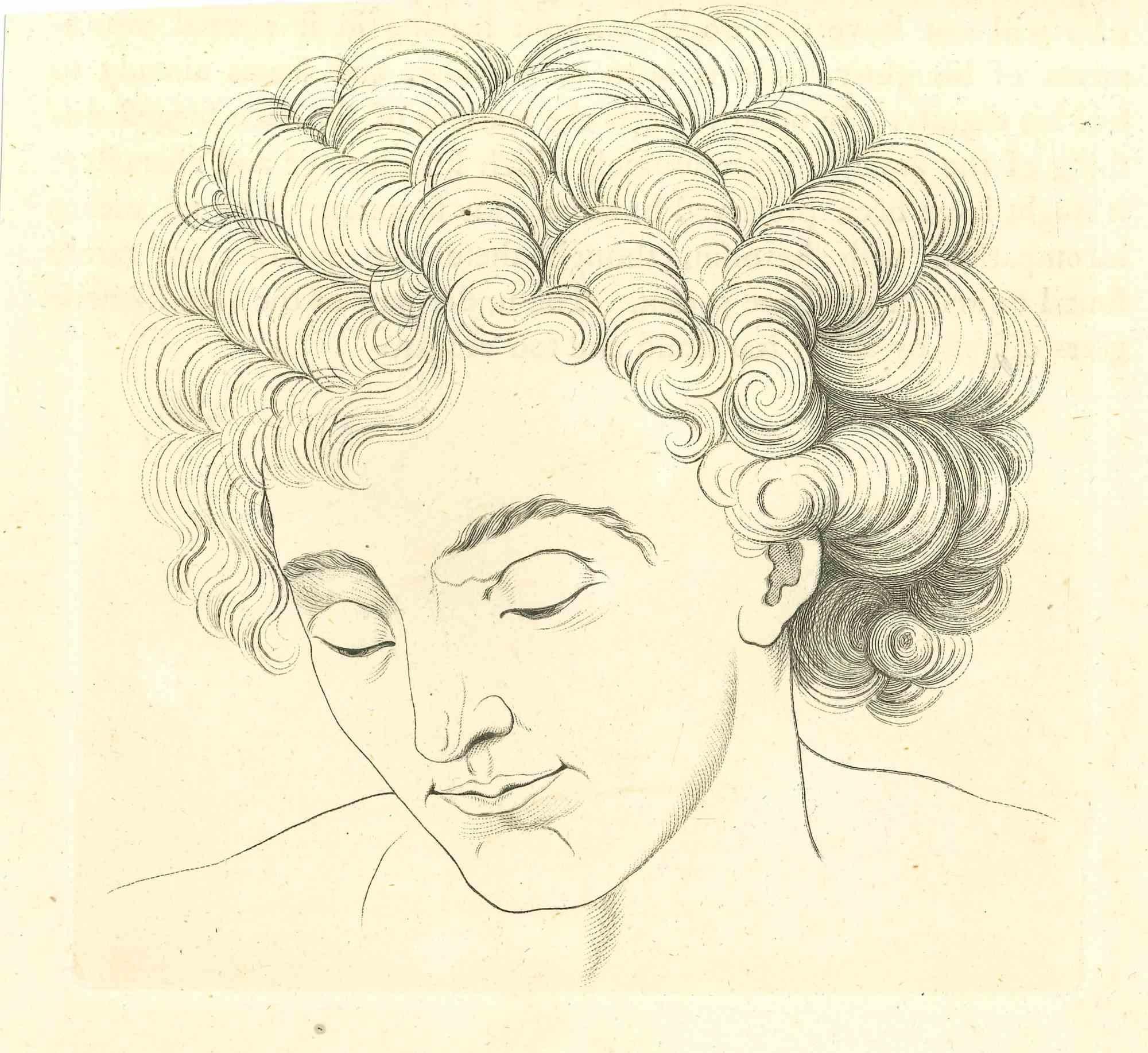 Portrait is an original etching artwork realized by Thomas Holloway for Johann Caspar Lavater's "Essays on Physiognomy, Designed to Promote the Knowledge and the Love of Mankind", London, Bensley, 1810. 

With the script on the rear.

Good