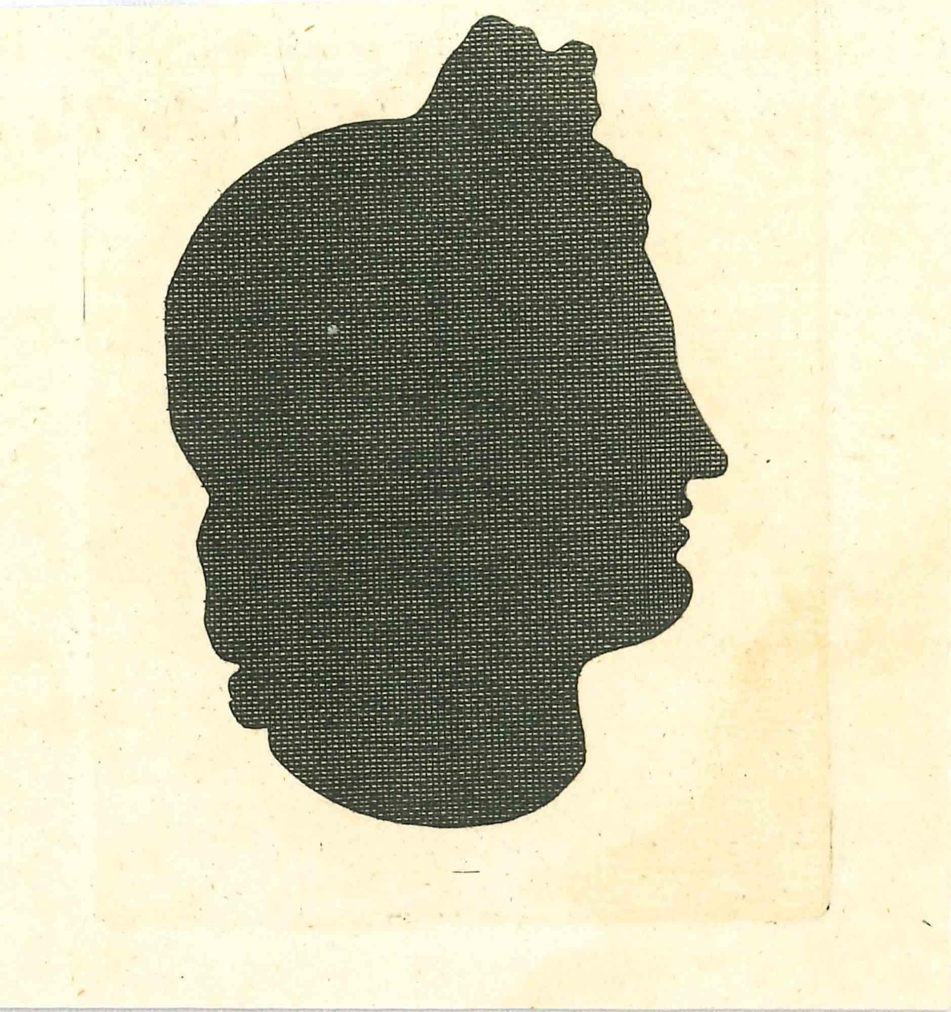Die Physiognomie - Die Silhouette  Profile ist eine Original-Radierung von Thomas Holloway für Johann Caspar Lavaters "Essays on Physiognomy, Designed to Promote the Knowledge and the Love of Mankind", London, Bensley, 1810. 

Mit dem Schriftzug auf