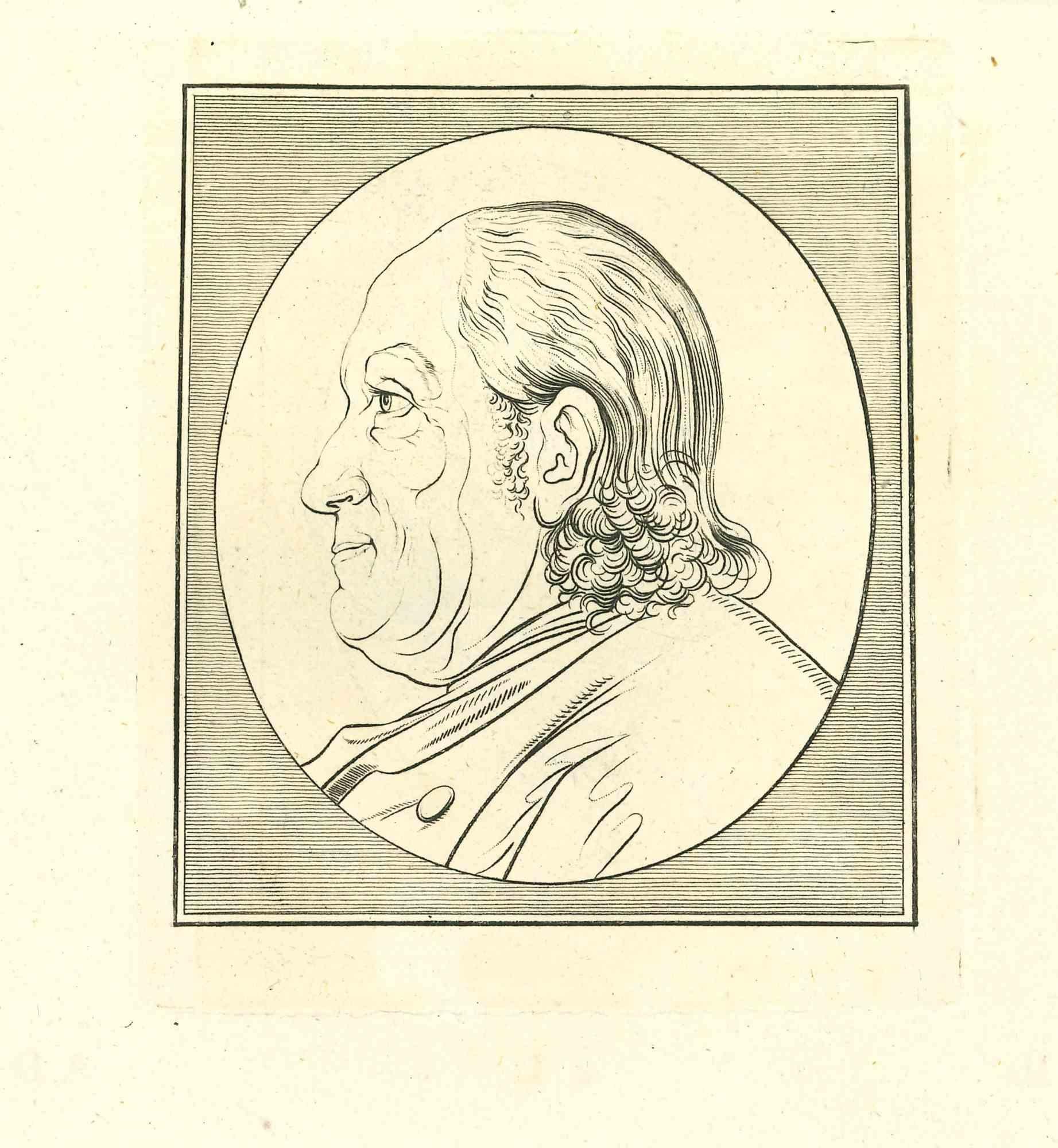 The Profile is an original etching artwork realized by Thomas Holloway for Johann Caspar Lavater's "Essays on Physiognomy, Designed to Promote the Knowledge and the Love of Mankind", London, Bensley, 1810. 

With the image of another etching "The