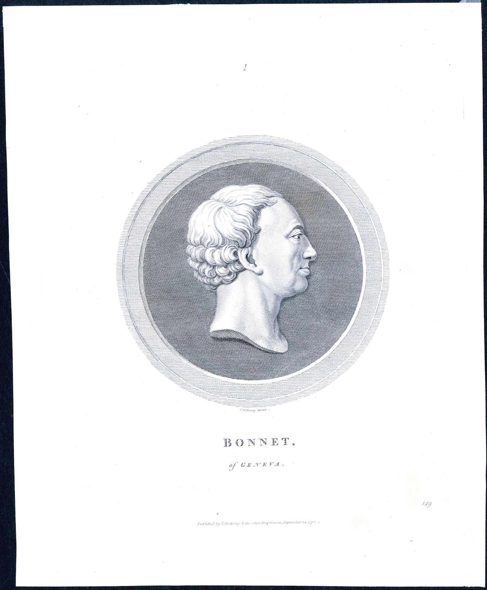 A portrait of Charles Etienne Bonnet - Print by Thomas Holloway