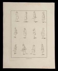 Attitudes - Gravure originale de Thomas Holloway - 1810