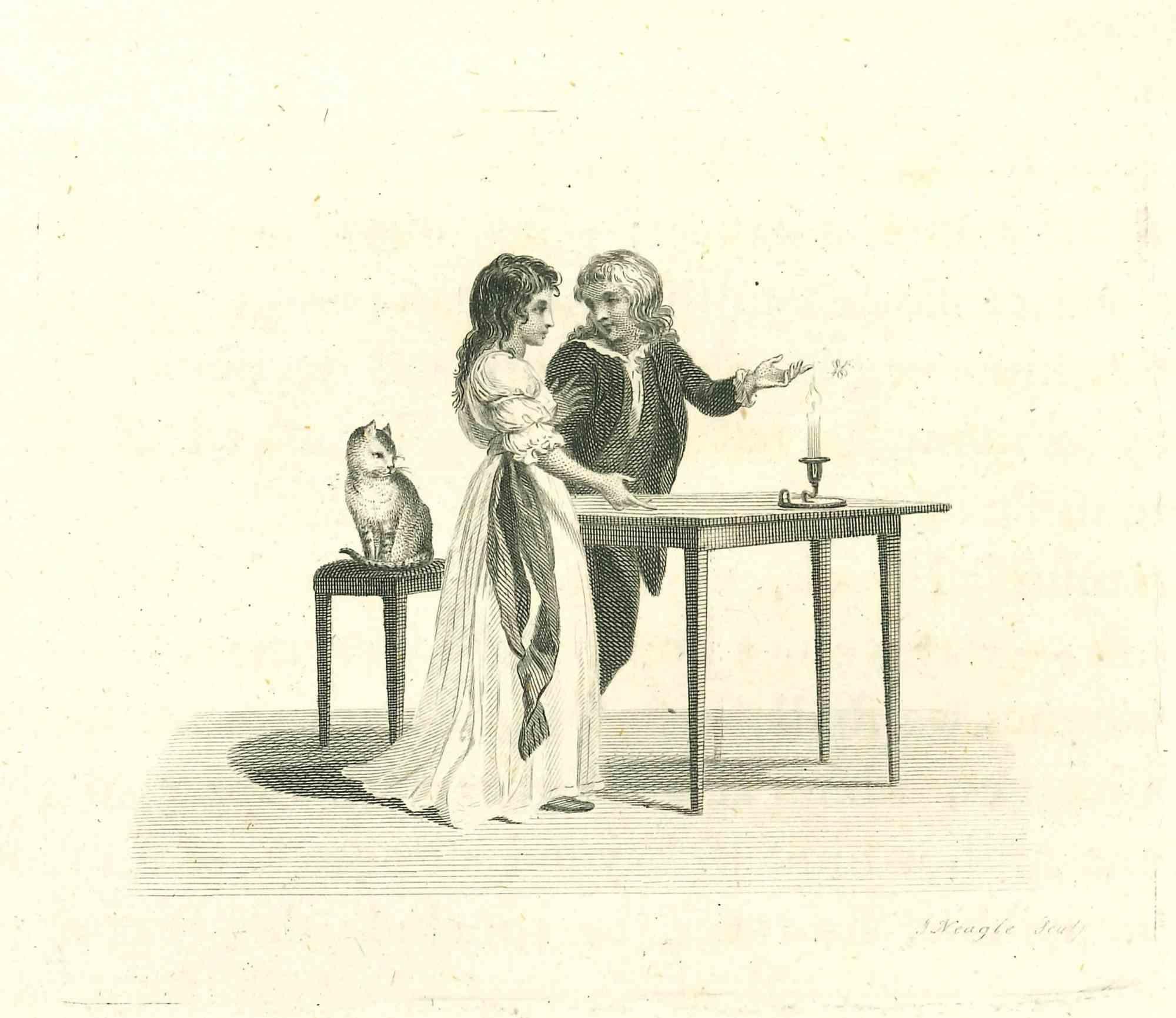 Escena de la vida cotidiana es una obra de arte original realizada por Thomas Holloway para la obra de Johann Caspar Lavater  "Essays on Physiognomy, Designed to promote the Knowledge and the Love of Mankind", Londres, Bensley, 1810. 

 Esta obra de