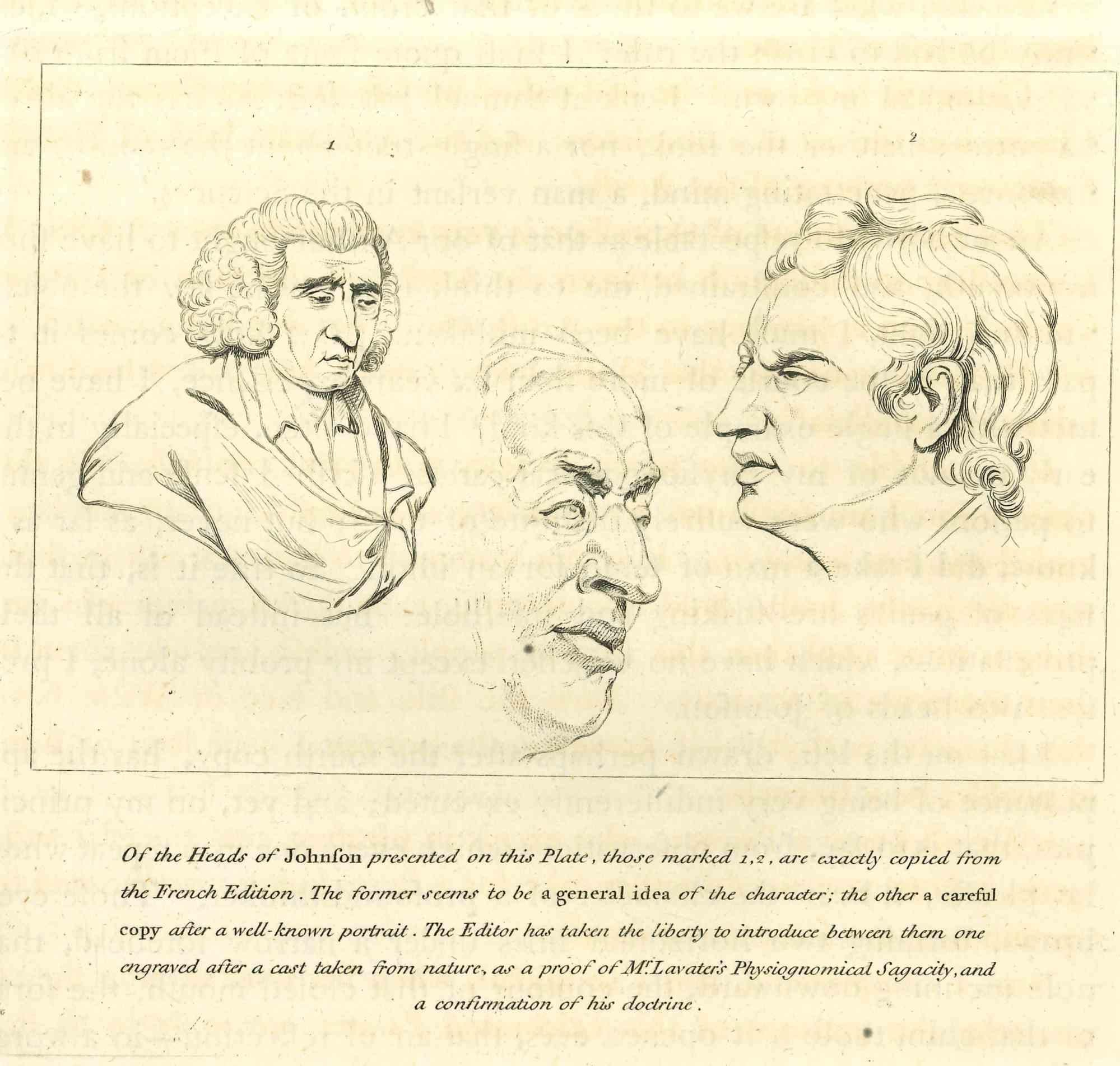 Cabezas de Johnfon es una obra de arte original realizada por Thomas Holloway para la obra de Johann Caspar Lavater "Essays on Physiognomy, Designed to promote the Knowledge and the Love of Mankind", Londres, Bensley, 1810.

Descripción de esta obra