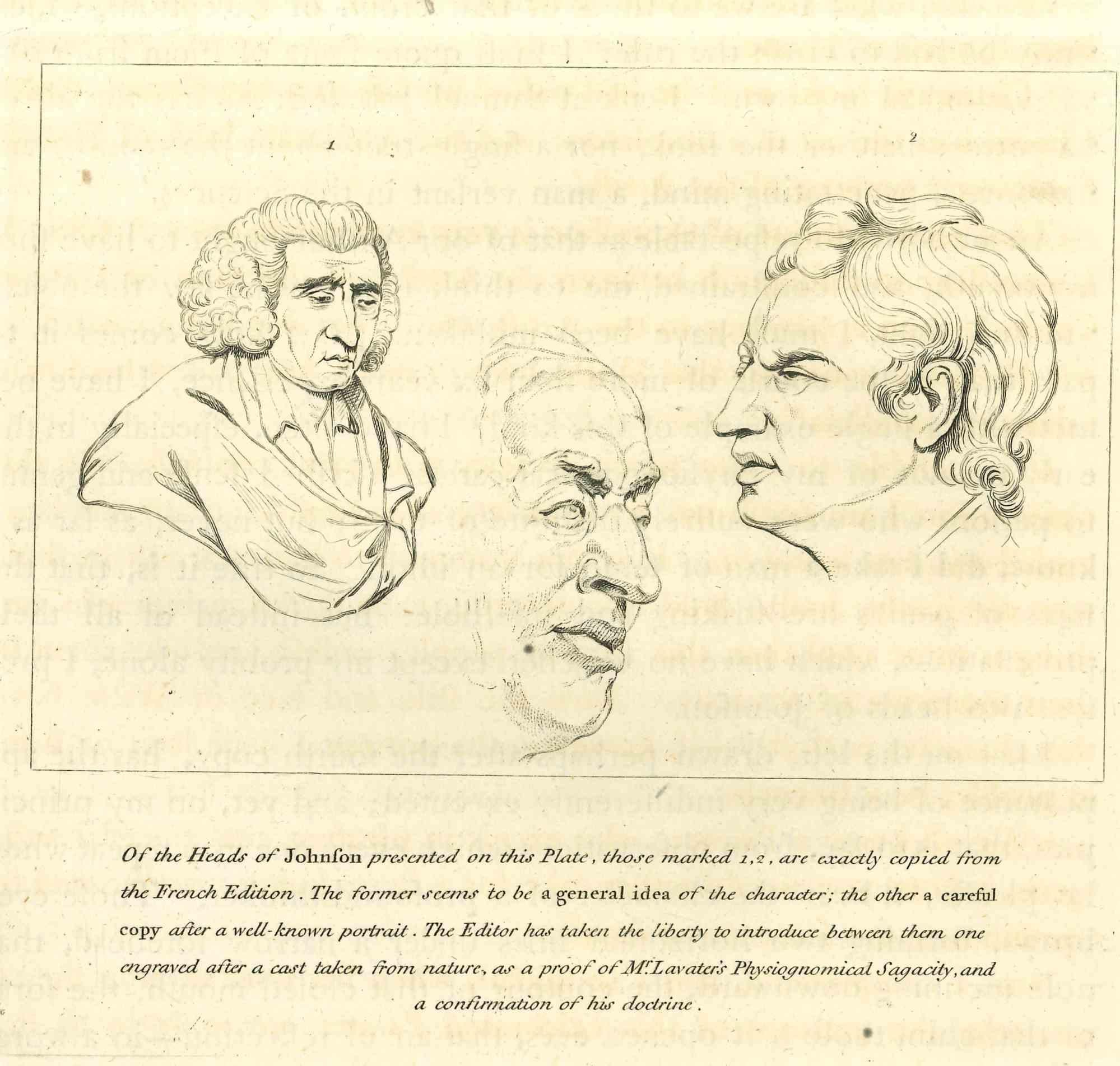 Heads of Johnfon est une œuvre d'art originale réalisée par Thomas Holloway pour l'ouvrage de Johann Caspar Lavater intitulé "Essays on Physiognomy, Designed to promote the Knowledge and the Love of Mankind", Londres, Bensley, 1810.

Description de