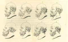 Heads of Man - Original Etching by Thomas Holloway - 1810