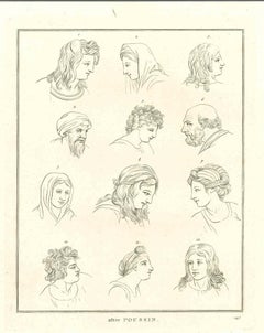 Heads of Men and Women - Original Etching by Thomas Holloway - 1810