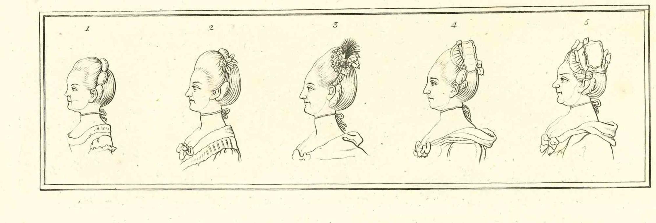 Köpfe von Frauen ist ein Original-Kunstwerk von Thomas Holloway für Johann Caspar Lavater's  "Essays on Physiognomy, Designed to promote the Knowledge and the Love of Mankind", London, Bensley, 1810. 

 Dieses Kunstwerk zeigt Köpfe von Frauen. Auf