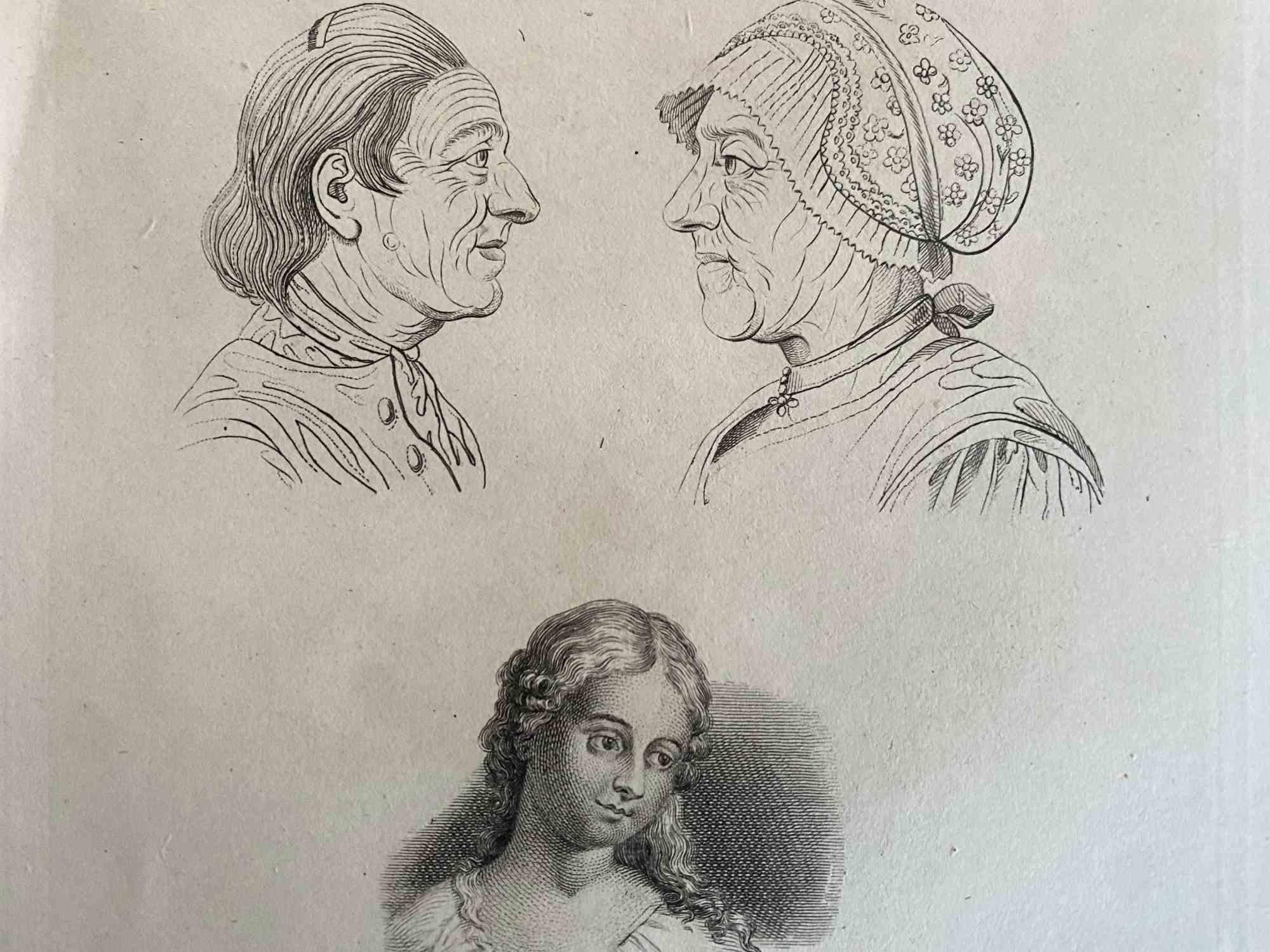 Lips Portrait - Original Etching by Thomas Holloway - 1810 For Sale 1