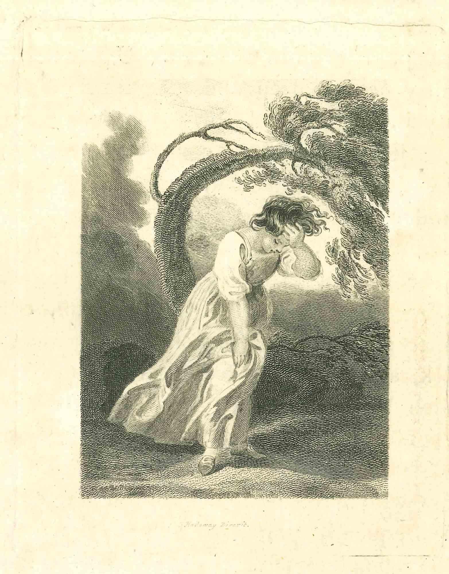 Lost in the Nature - Original Etching by Thomas Holloway - 1810