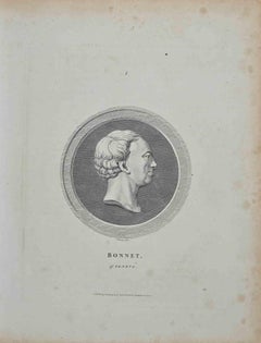 Antique Portrait Bonnet of Geneva - Original Etching by Thomas Holloway - 1810