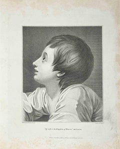 Portrait of a Boy - Original Etching by Thomas Holloway - 1810