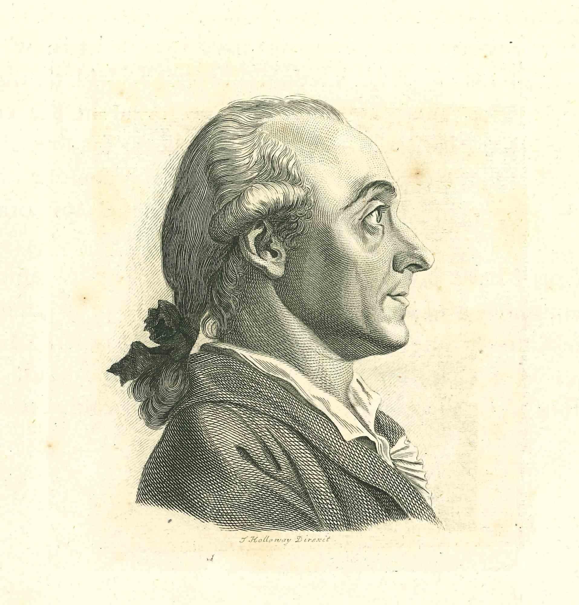Portrait of a man is an original artwork realized by Thomas Holloway for Johann Caspar Lavater's "Essays on Physiognomy, Designed to promote the Knowledge and the Love of Mankind", London, Bensley, 1810.  

This artwork portrays a man. On the back